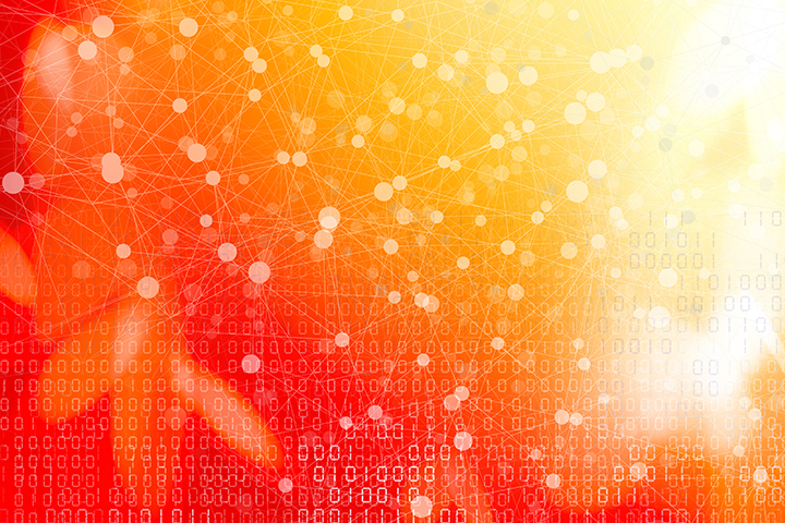 abstract orange background with connecting nodes as a design