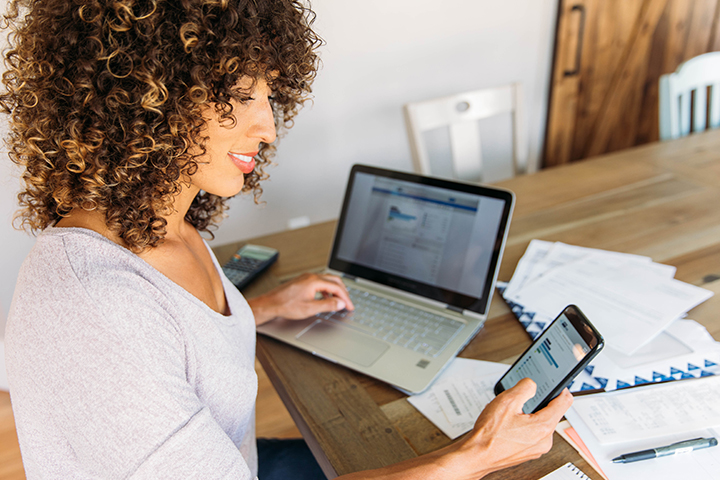 woman working at desk