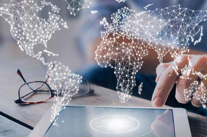 digital map emitting from a tablet