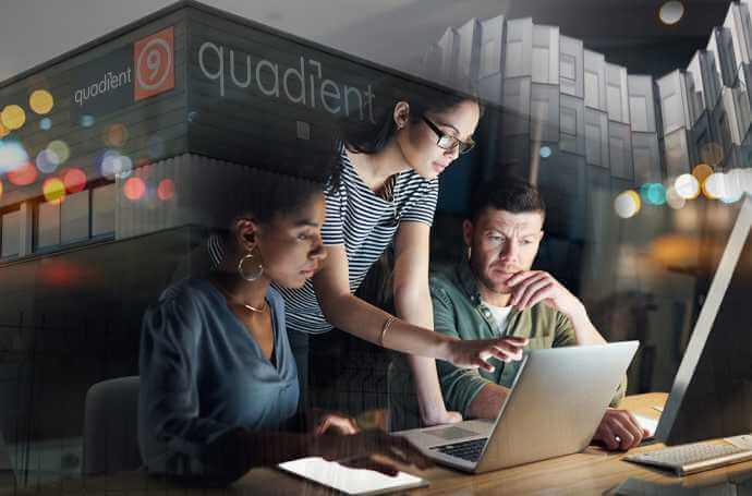 Team concentrated and working on a project together