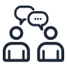 icon showing two people and speech bubbles