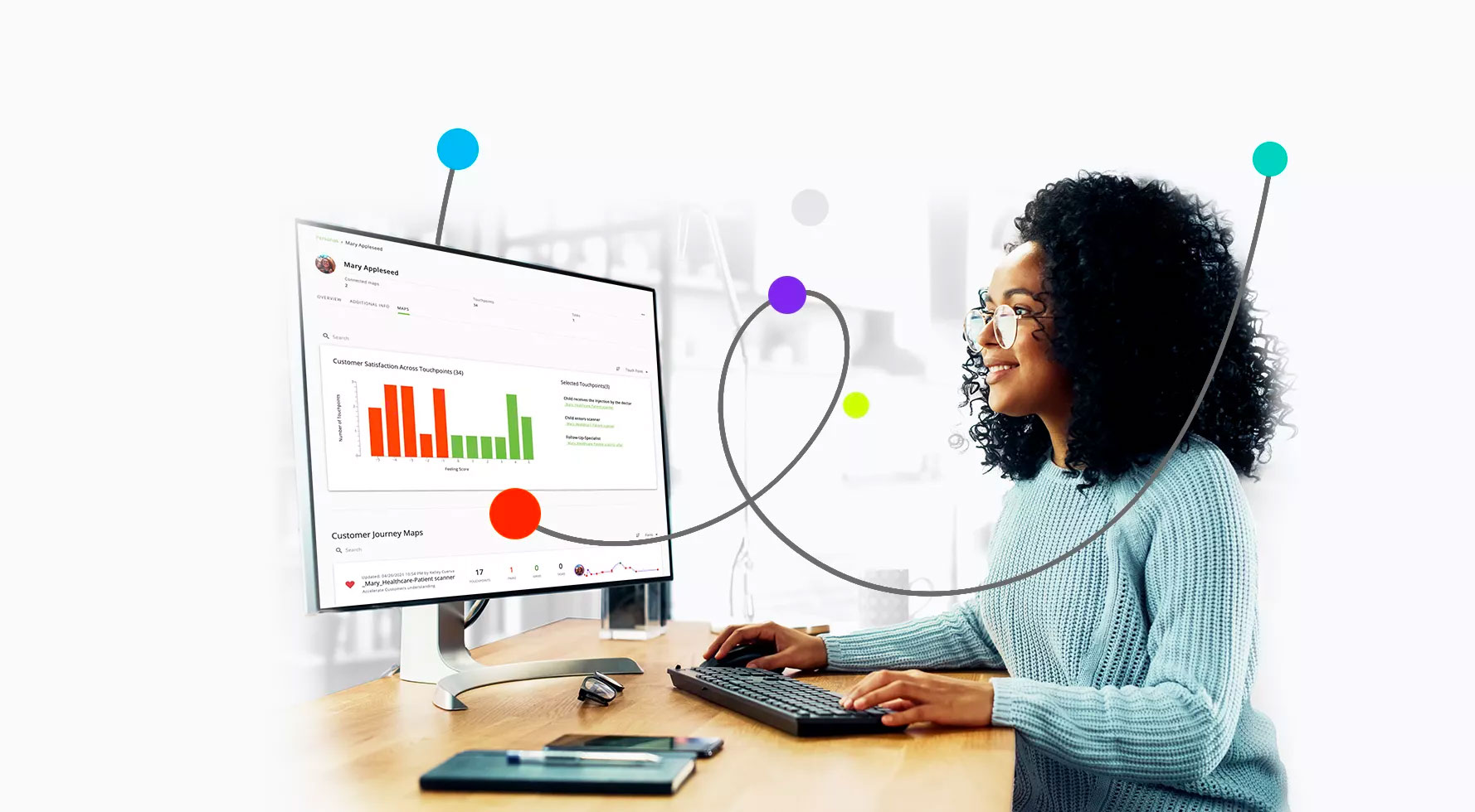 woman looking at customer journey map