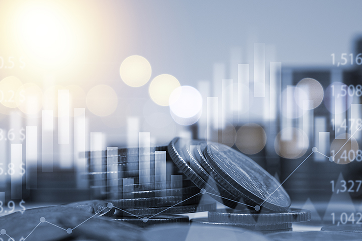 money and growth graphs financial or banking concept