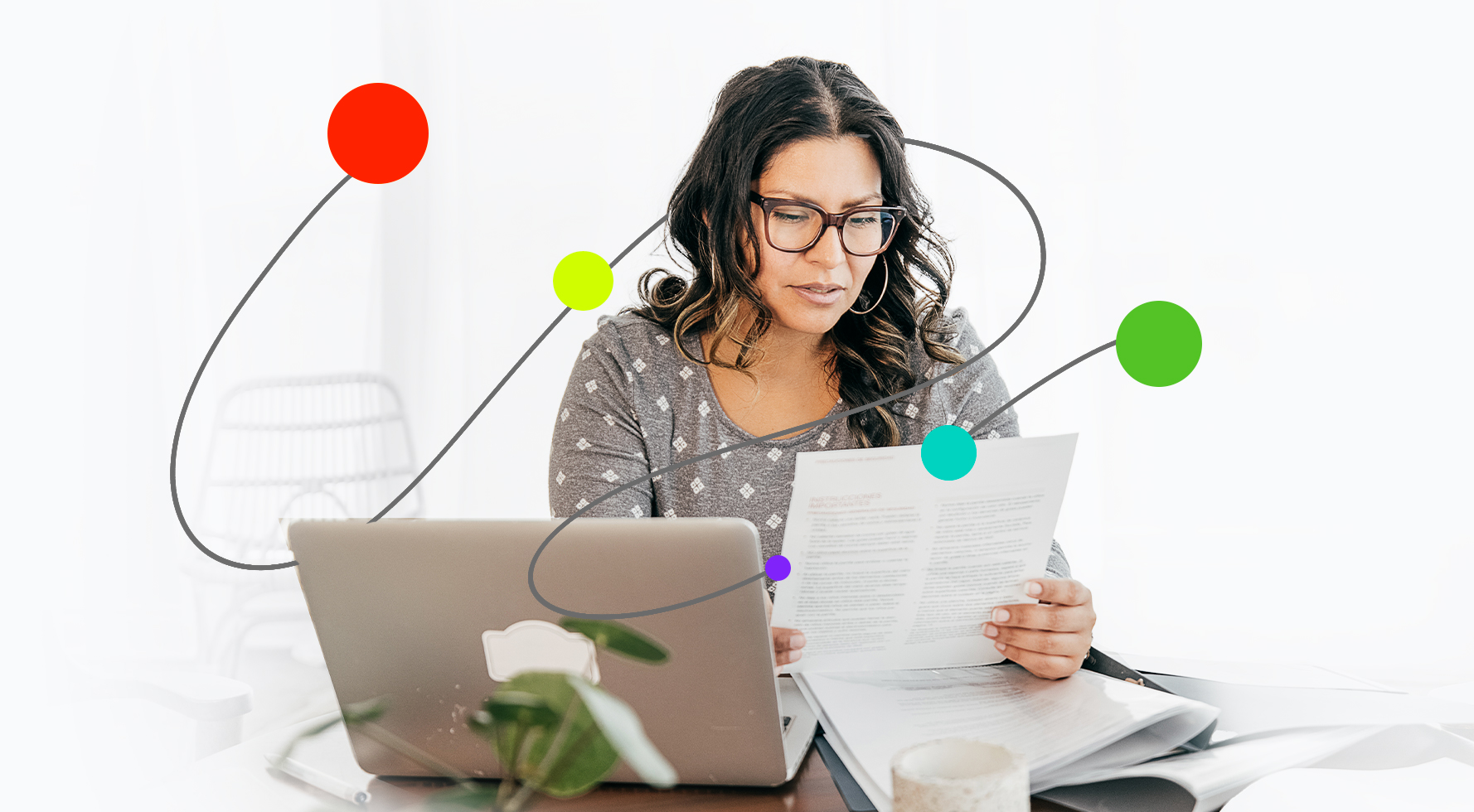 woman reviewing papers