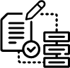 icon showing document with pencil and check mark symbol 