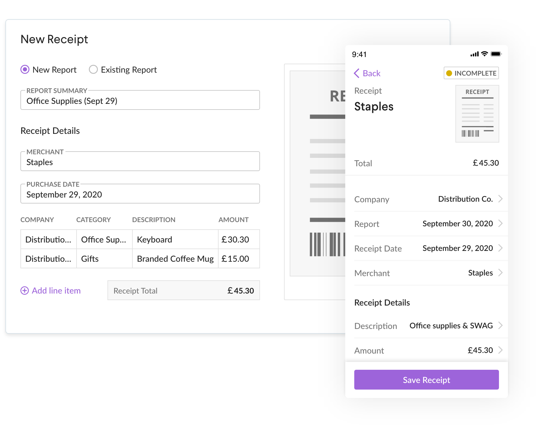 Never lose another receipt image