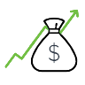 Money bag with graph trending up