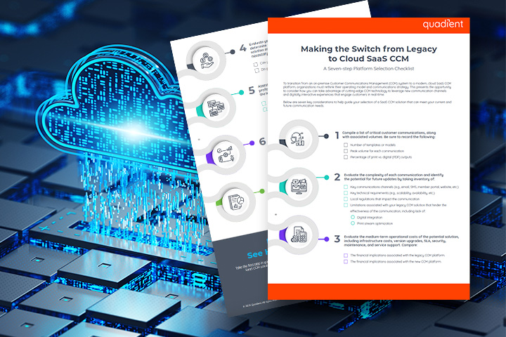 Checklist document positioned against digital cloud background