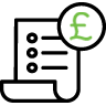 icon - paper document and a green £ sign top rigth