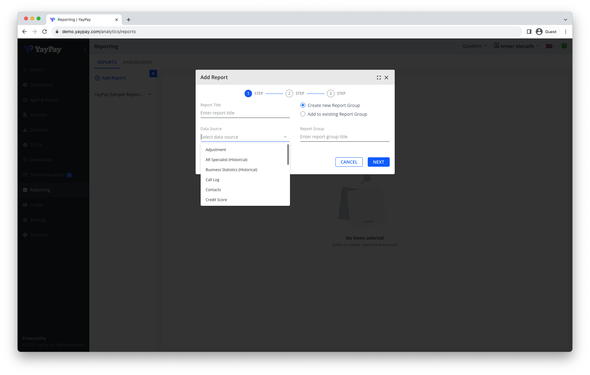Report on any data point