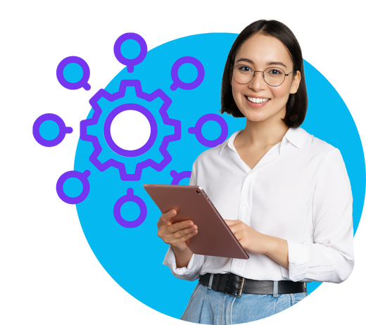 An AP professional and an icon symbolizing centralization