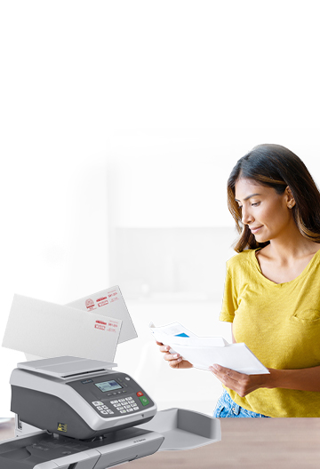 woman processing mail