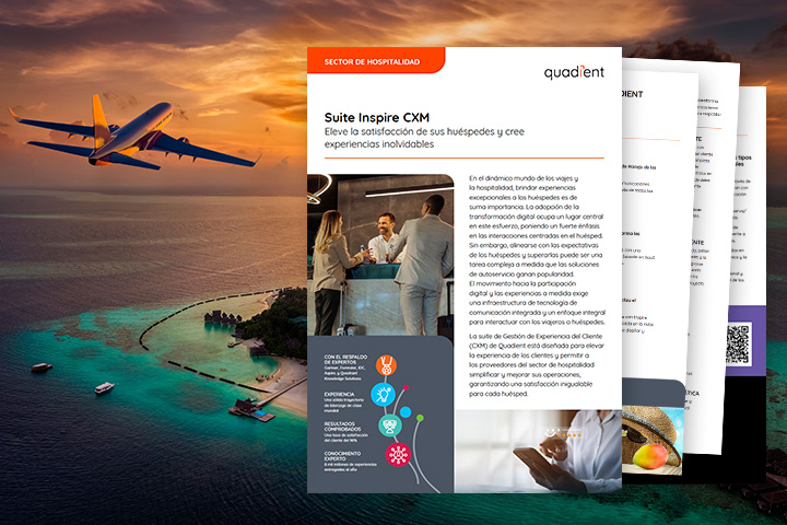 Miniatura del folleto Inspire CXM Hospitality contra la vista aérea de la isla con un avión volando por encima