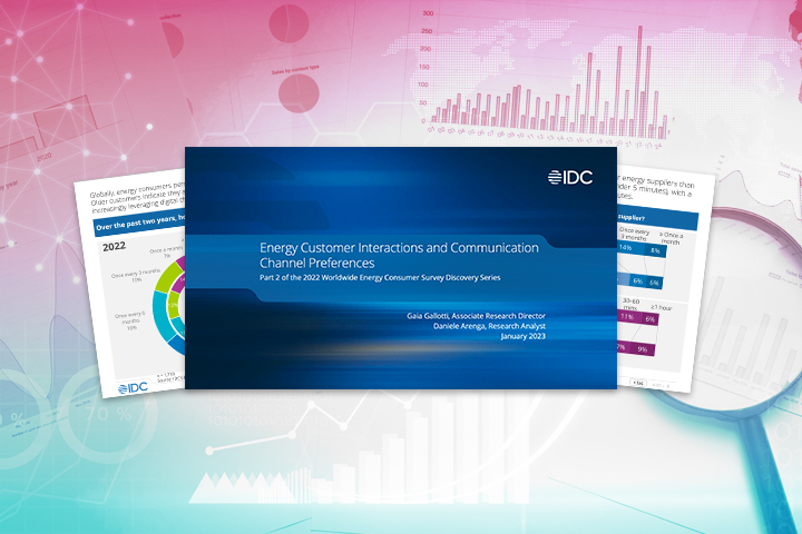 Thumbnail image of the IDC Energy Consumer Survey report against abstract data analysis background