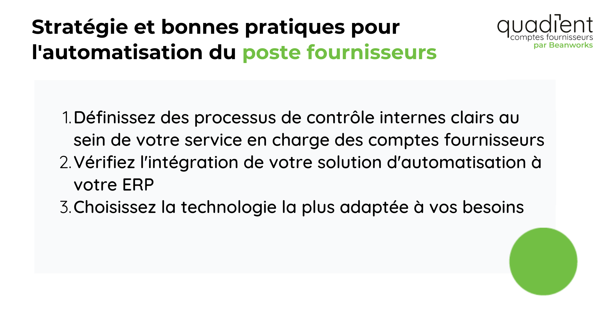 Strategie et bonnes pratiques pour l'automatisation du poste fournisseurs
