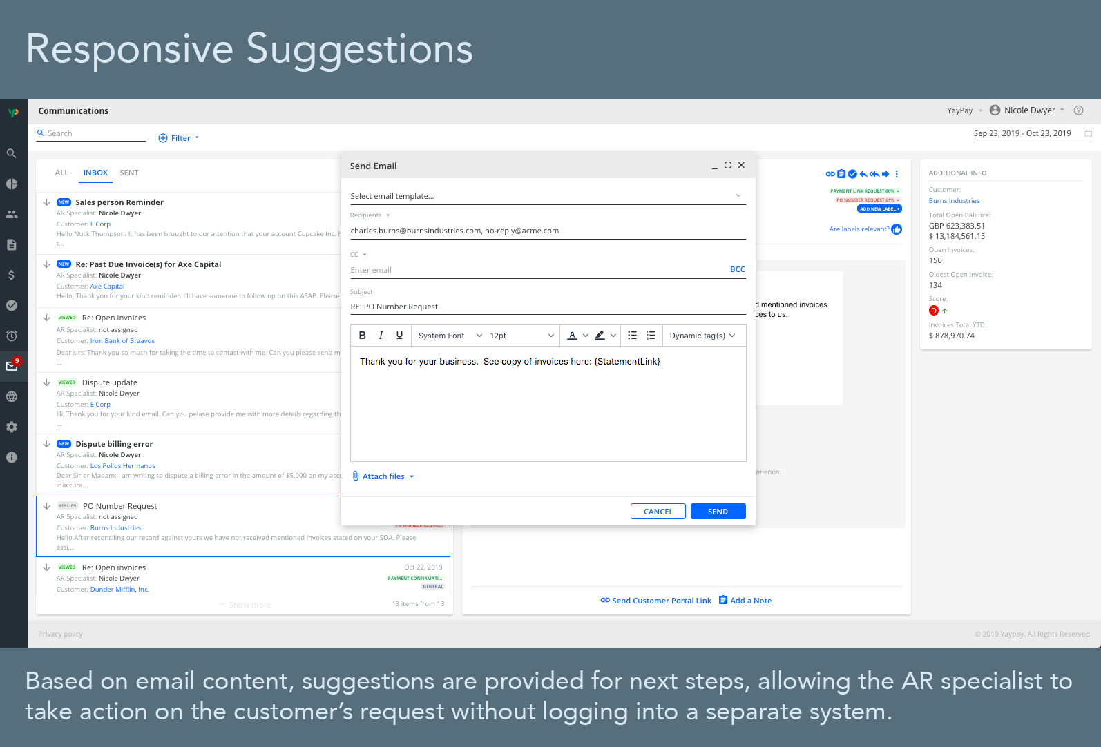 suggested response text from content analysis
