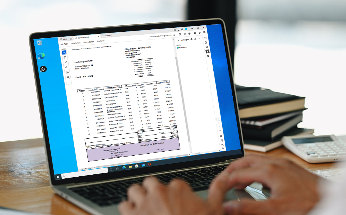 Screenshot ZUGFeRD-Rechnungslayout