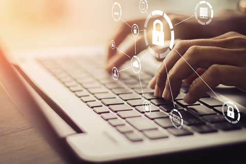 Person securely using computer