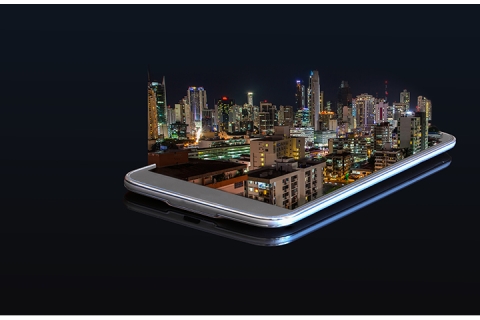 Une ville qui s'apparaisse d'un telephone portable