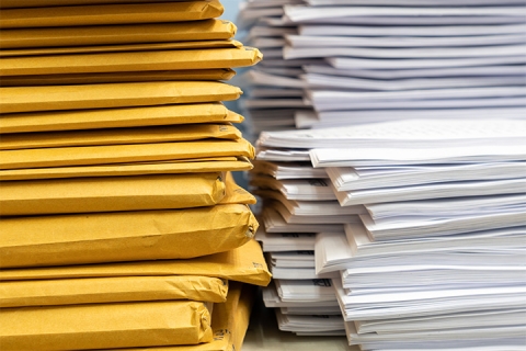 documents et papiers à l'intérieur d'enveloppes dans un bureau