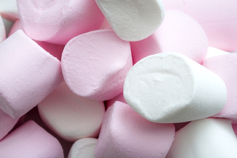 close up image of marshmallows pink and white