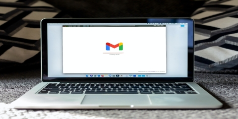 image of a Gmail icon on a laptop screen