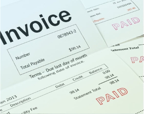 Photo de la facture estampillée comme étant payée