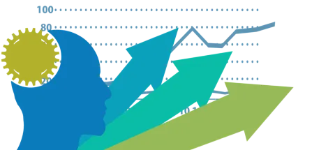 Graph with arrows moving up