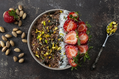 Healthy bowl of enriching foods like fruits, nut, granola, data enrichment