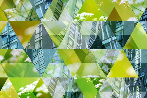 Résumé fond mosaïque triangle, architecture verte