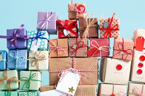 Pile of holiday presents