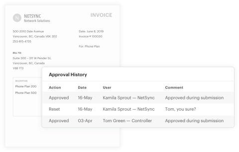 invoice approval history screenshot