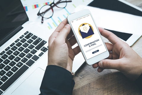 confirmation email notification on mobile phone
