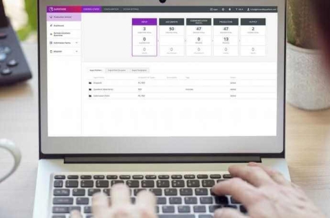 a laptop screen with quadient impress automate 