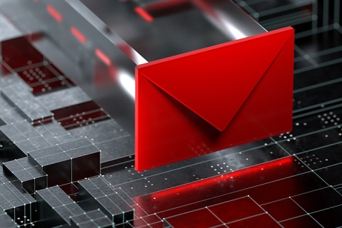 red envelope on the technical background