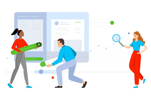 illustration of accounting team working together