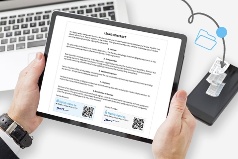 legal contract displayed on iPad screen
