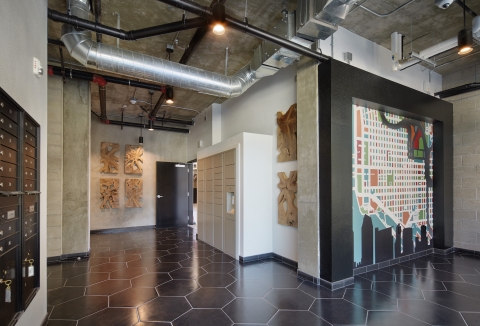 Parcel Pending by Quadient smart lockers at Wakeland Housing & Development's The Beacon, an affordable housing property in downtown San Diego, California.