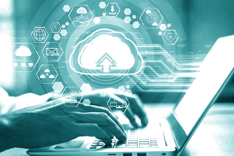 person creating communications on cloud-hosted platform