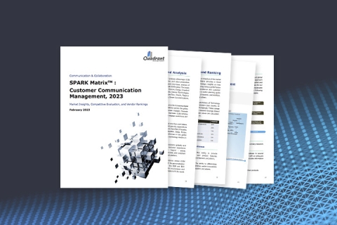 Thumbnail of the SPARK Matrix for CCM 2023 against abstract blue background