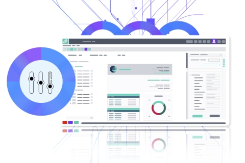 Screenshot of Inspire dynamic charting against abstract background of branching lines