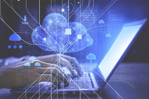 Person working in the cloud