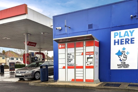 Quadient Parcel Locker located at a petrol station