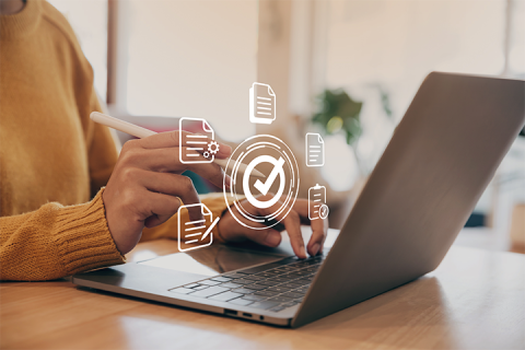 person working on laptop