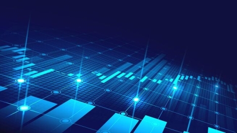 Blue stock market grid with connection dots