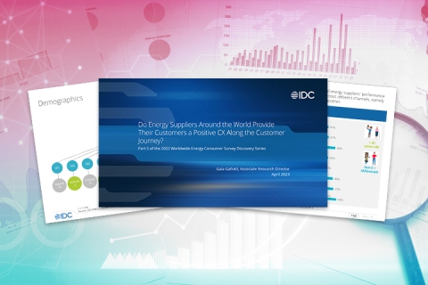 Thumbnail of the IDC Energy Insights Worldwide Consumer Survey report against abstract background showing data analysis
