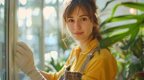 femme nettoie fenetre