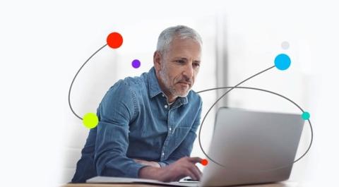 man working on laptop