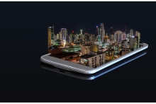 Une ville qui s'apparaisse d'un telephone portable