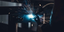 Close-up shot of person welding